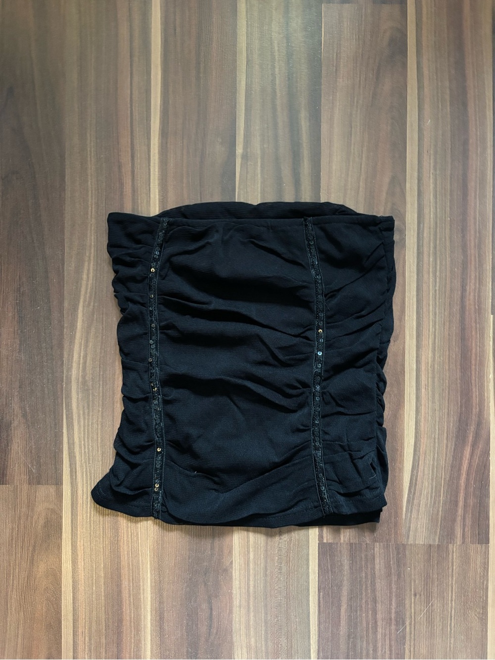 Urban Behavior Black Ruched Tube Top with Sequin Accents